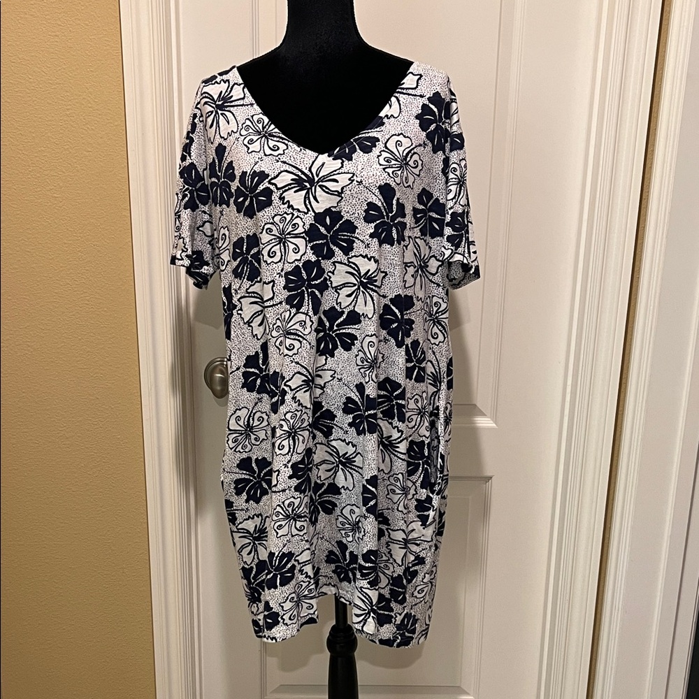 West Indies Wear Navy Floral Tunic Dress